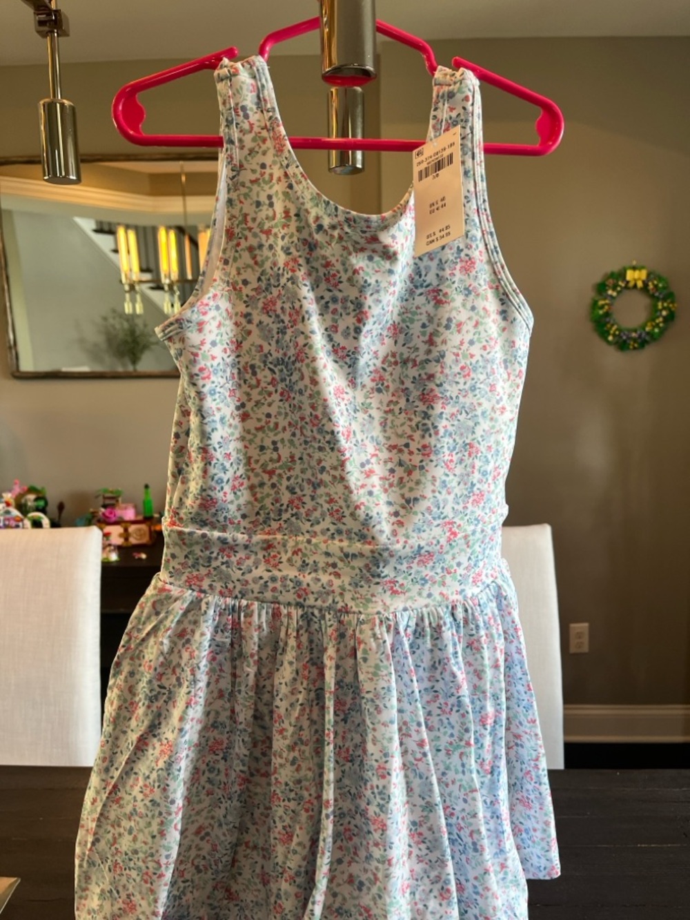 abercrombie kids Light Blue Floral Tank Dress with Pink Accents